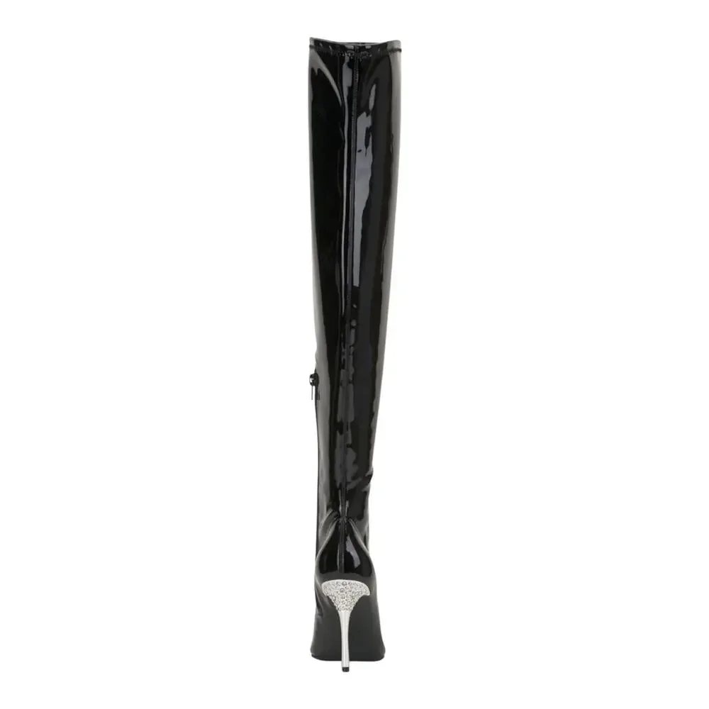 INC Women's Romina Embellished Over The Knee Boots Black Patent Size 5
